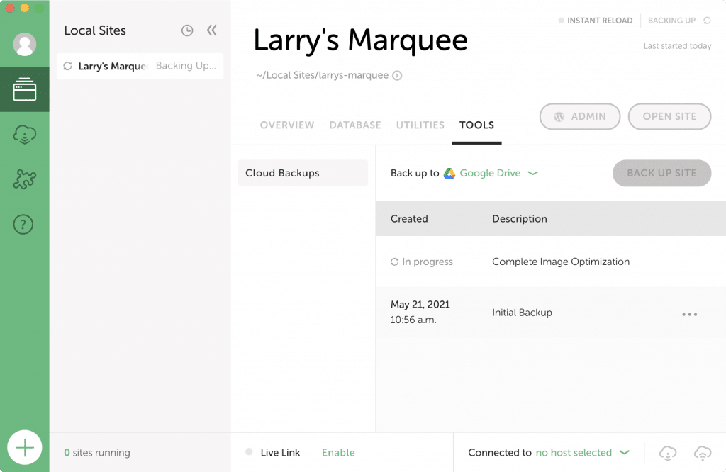 Screenshot showing a second backup created.