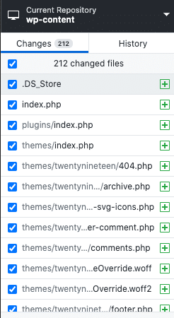 changed files in GitHub Desktop
